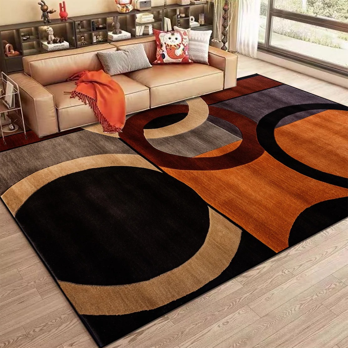 Home Bar Seating - İskandinav soyut halı oturma odası için