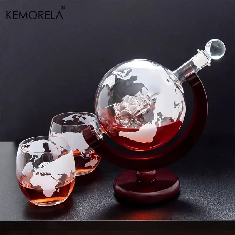 Decanter Globe Set - 900ML Küre Şeklinde Viski Sürahisi Seti