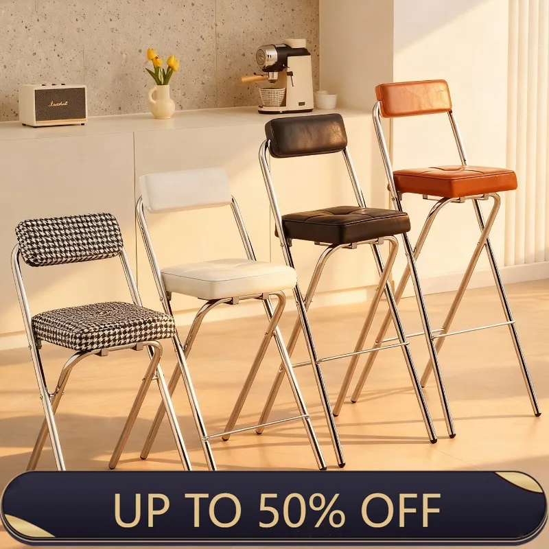Home Bar Seating - 45/55/65/75cm Sırtlıklı Katlanabilir Yüksek Sandalye Ergonomik